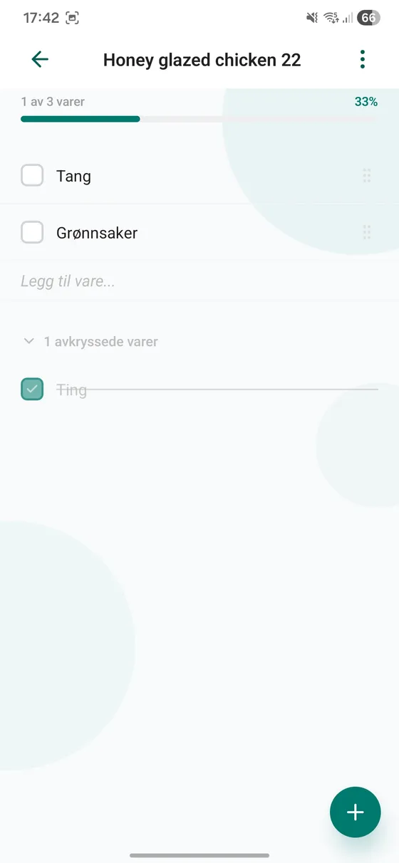 Shopping list view in Vimse